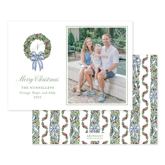 Holly Garland Blue Monogram Landscape