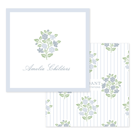 Block Floral Stripe Blue Calling Card