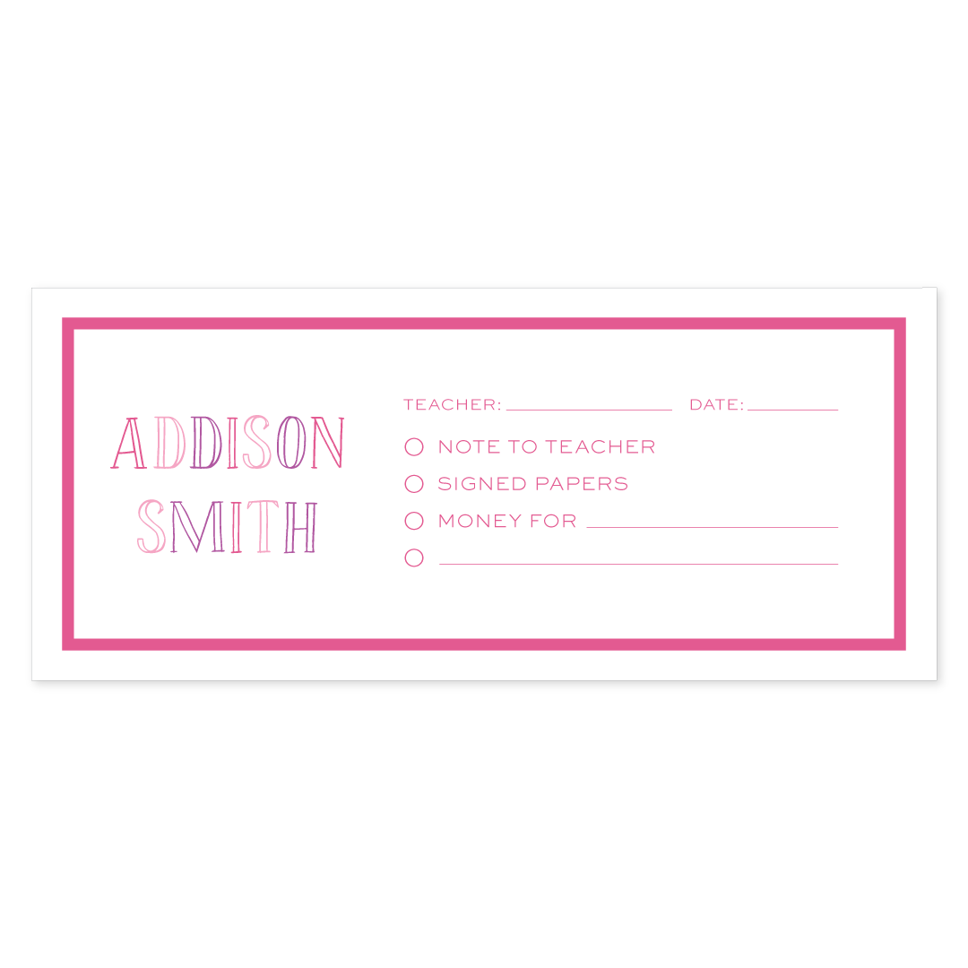Chalkboard Pink School Communication Envelopes