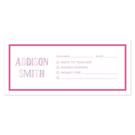 Chalkboard Pink School Communication Envelopes