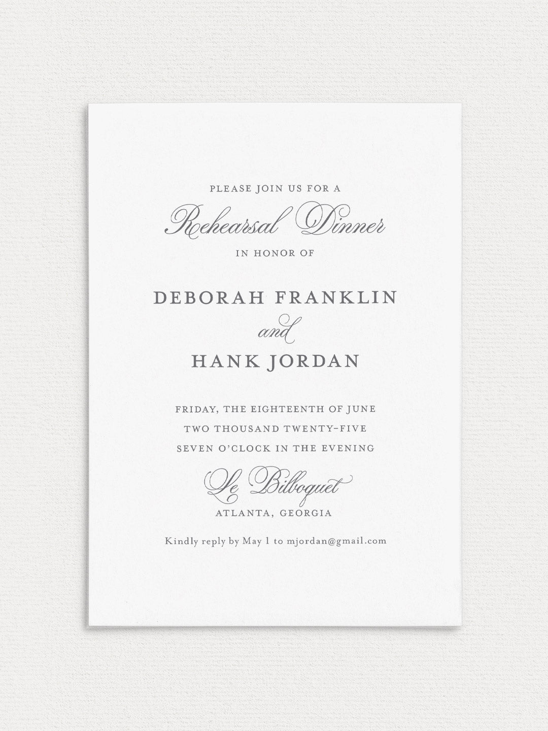 Deborah Rehearsal Dinner Invitation