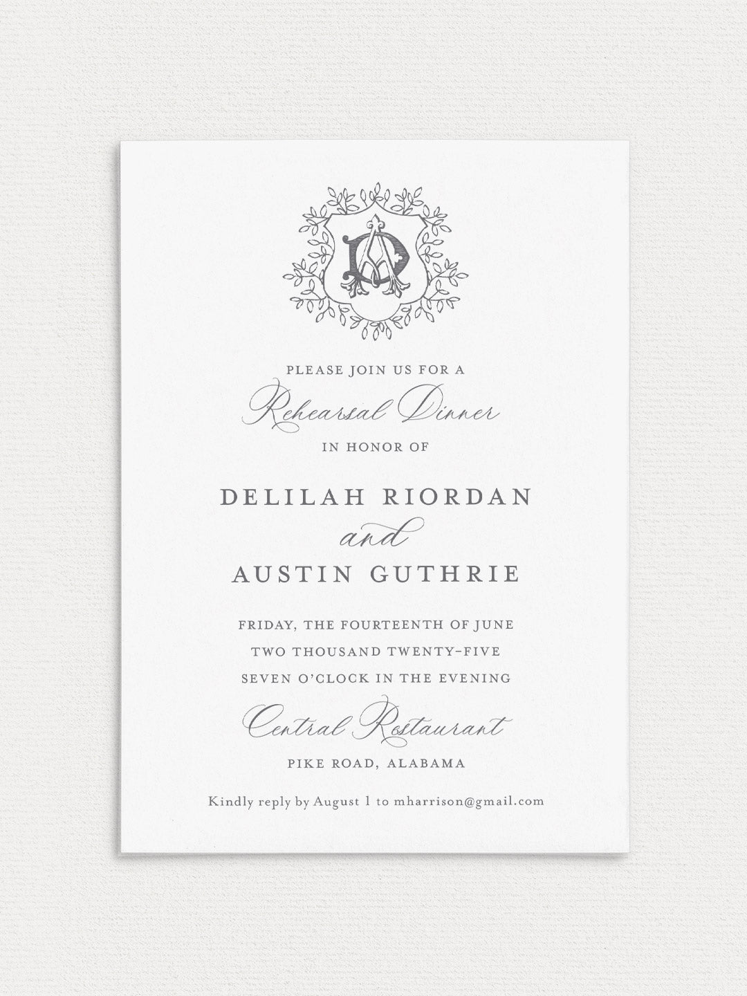 Delilah Rehearsal Dinner Invitation