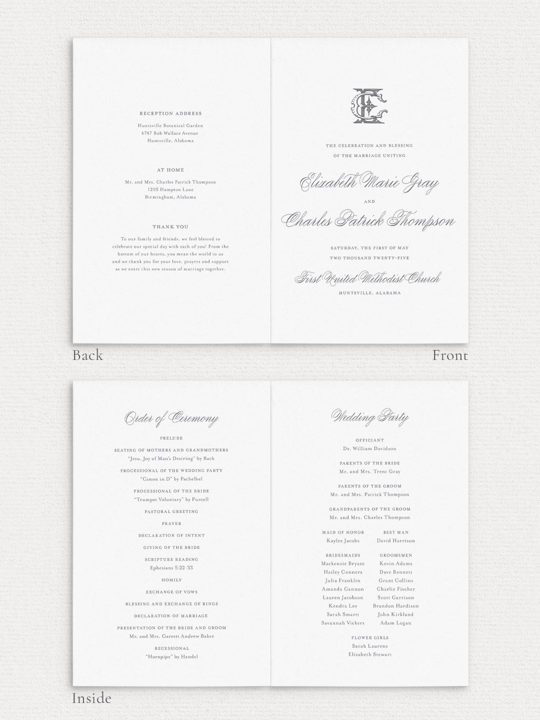 Elizabeth Folded Ceremony Program