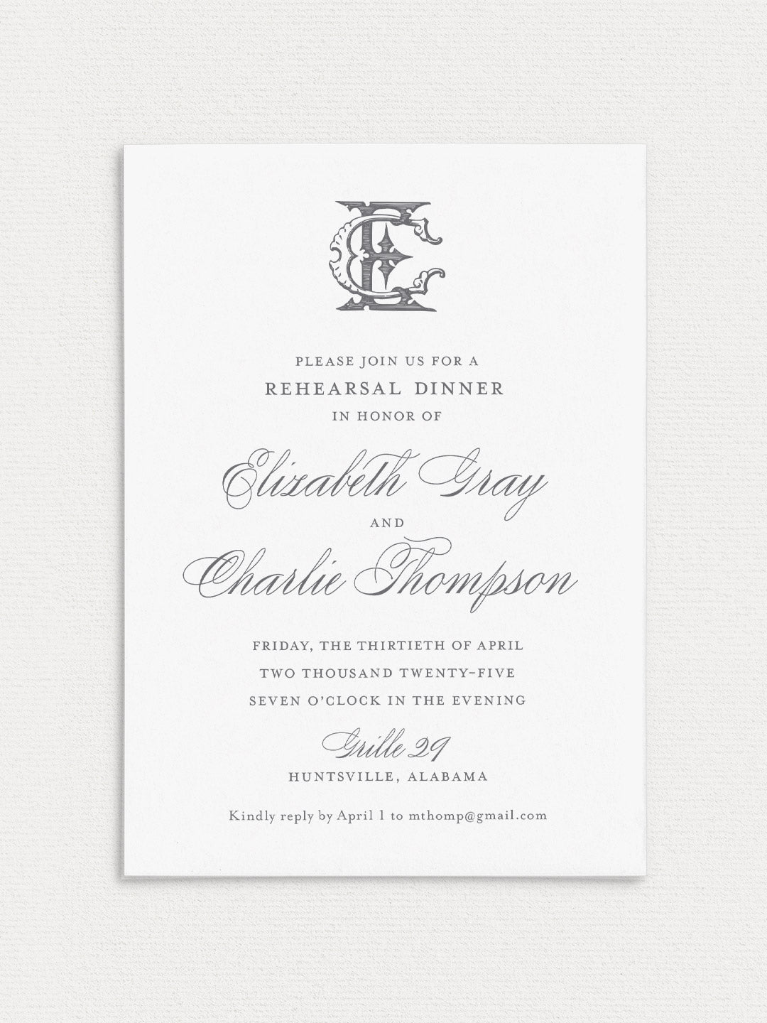 Elizabeth Rehearsal Dinner Invitation