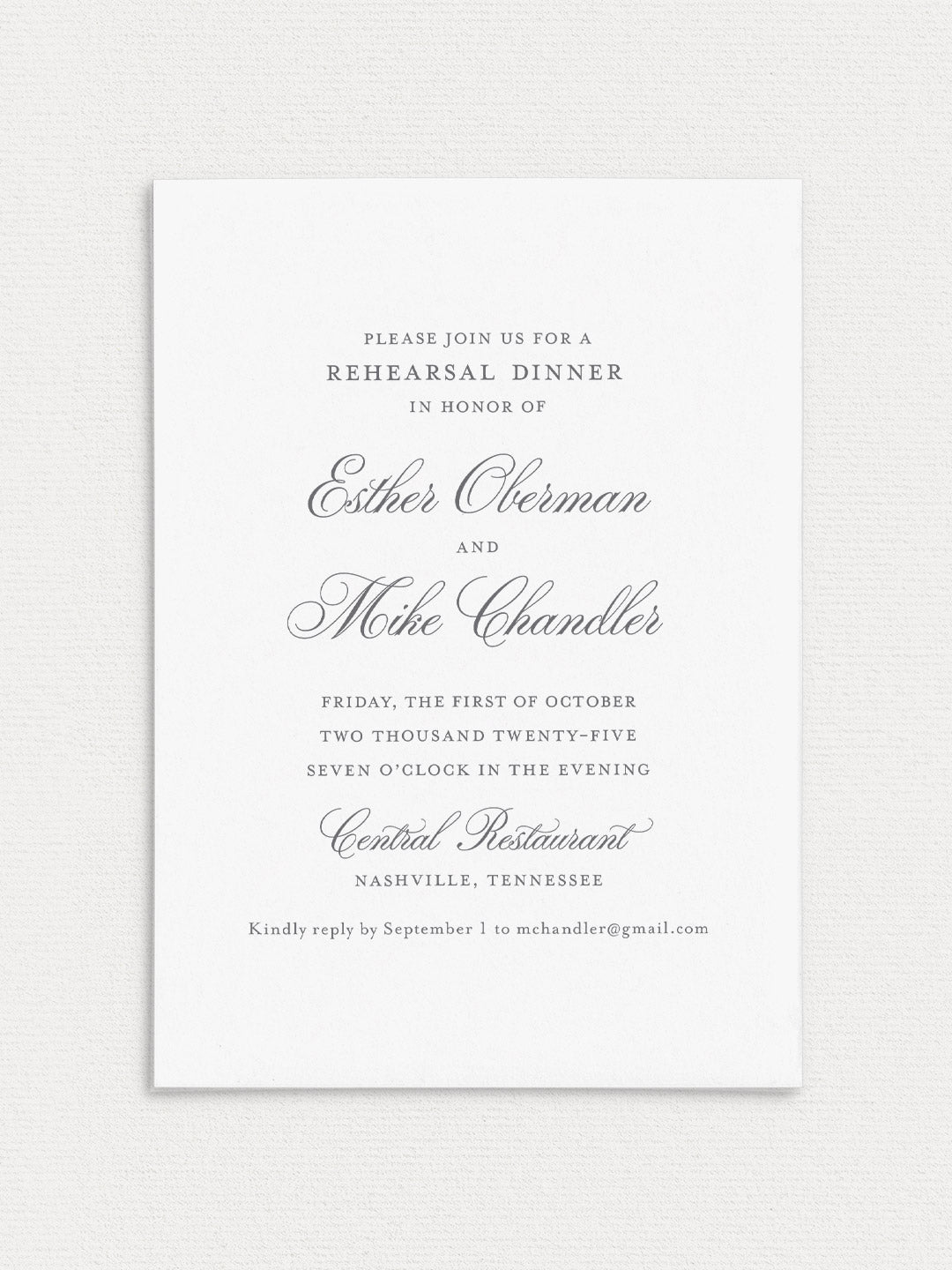 Esther Rehearsal Dinner Invitation