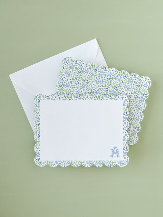 Watercolor Floral Scalloped Notecard Set