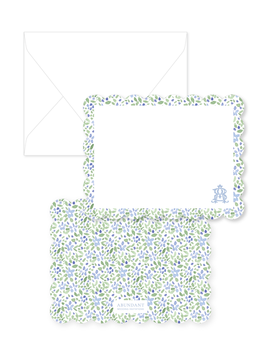 Watercolor Floral Scalloped Notecard Set