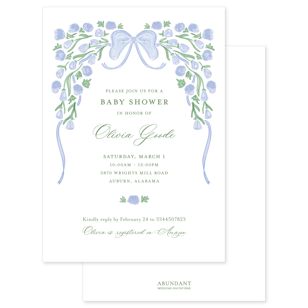 Garden Ribbon Blue Baby Shower