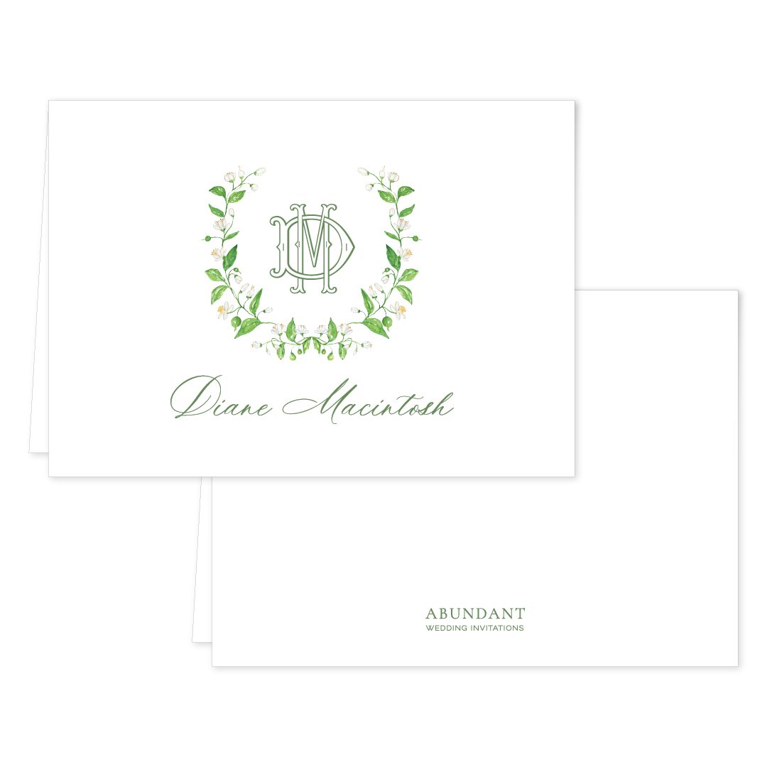 Garden Wreath White Folded Notecard