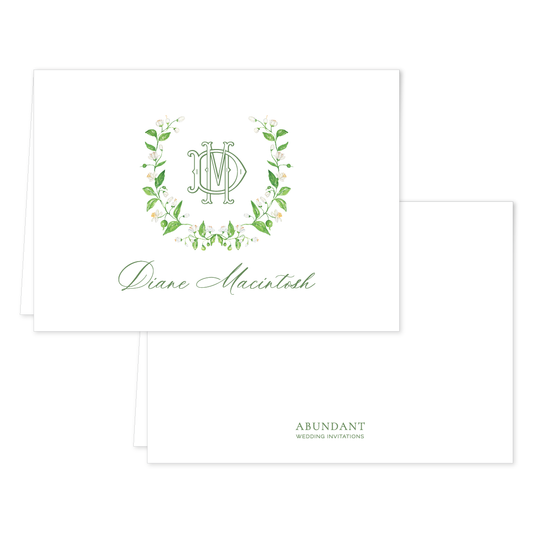 Garden Wreath White Folded Notecard