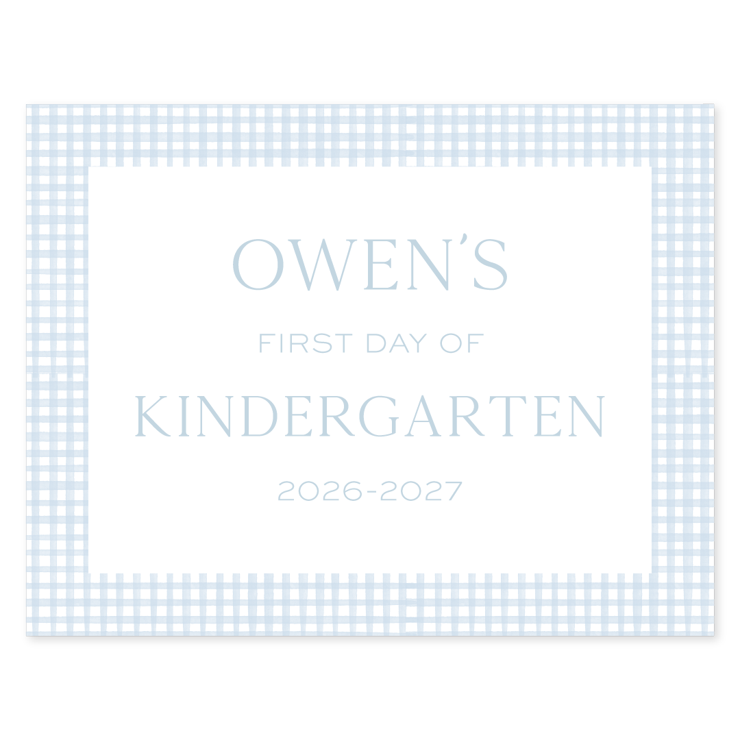 Gingham Blue First and Last Day School Sign