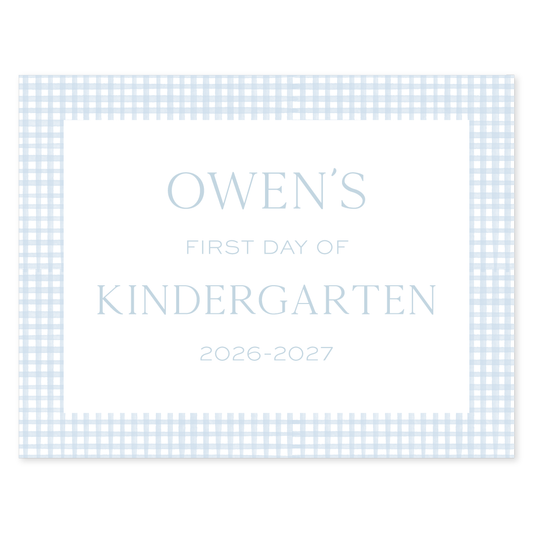 Gingham Blue First and Last Day School Sign