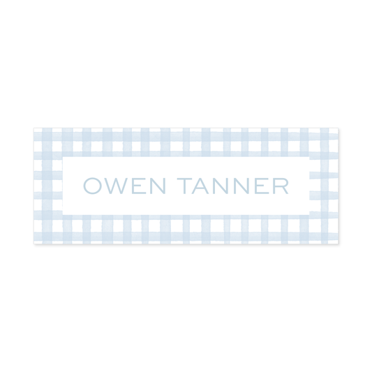 Gingham Blue School Supplies Stickers