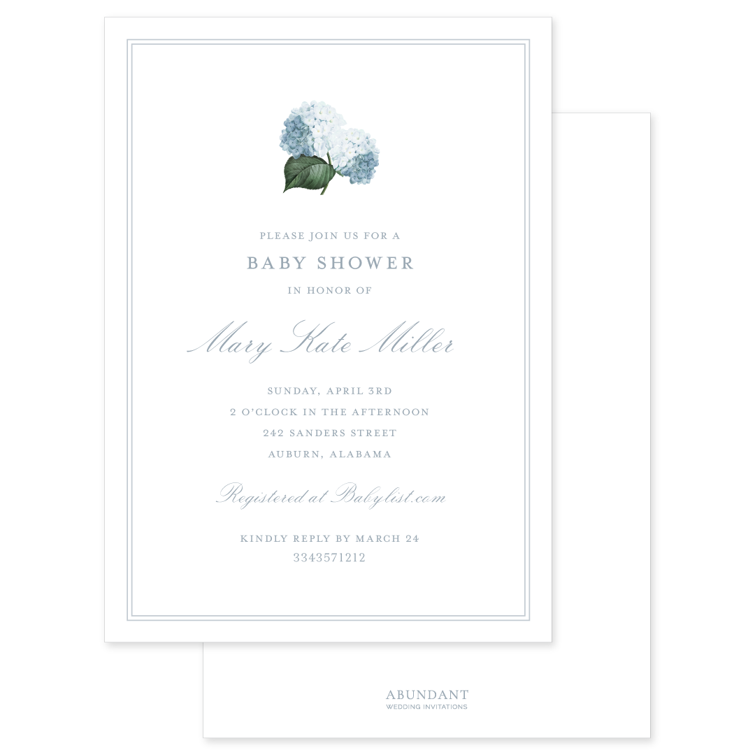 Hydrangea Blue Baby Shower
