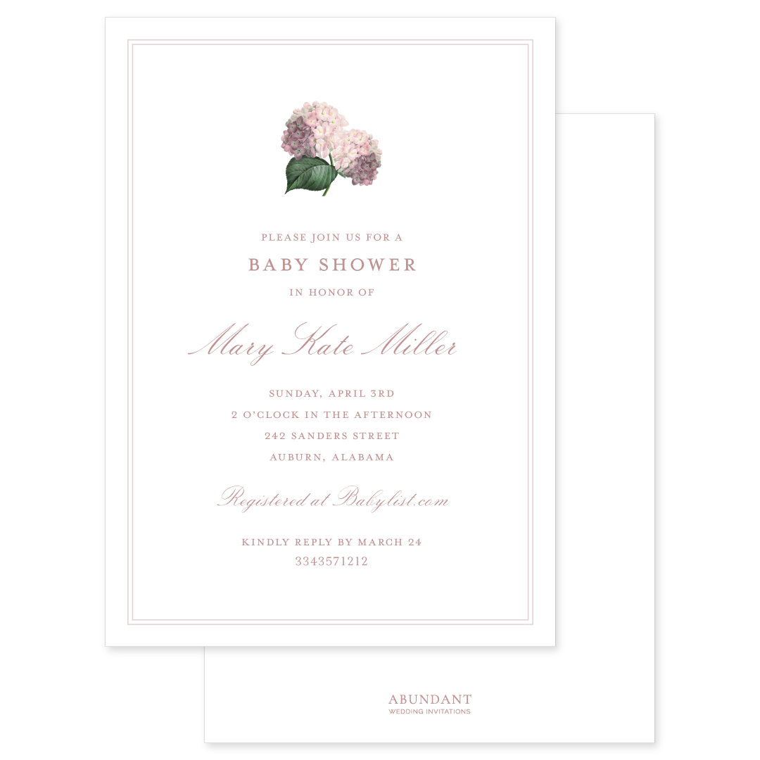 Hydrangea Pink Baby Shower