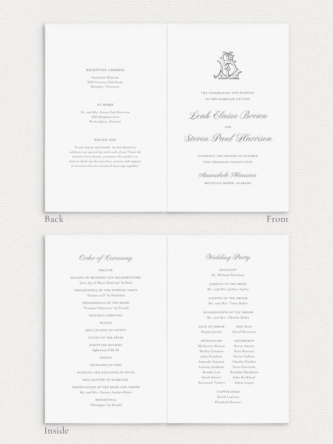 Leah Folded Ceremony Program