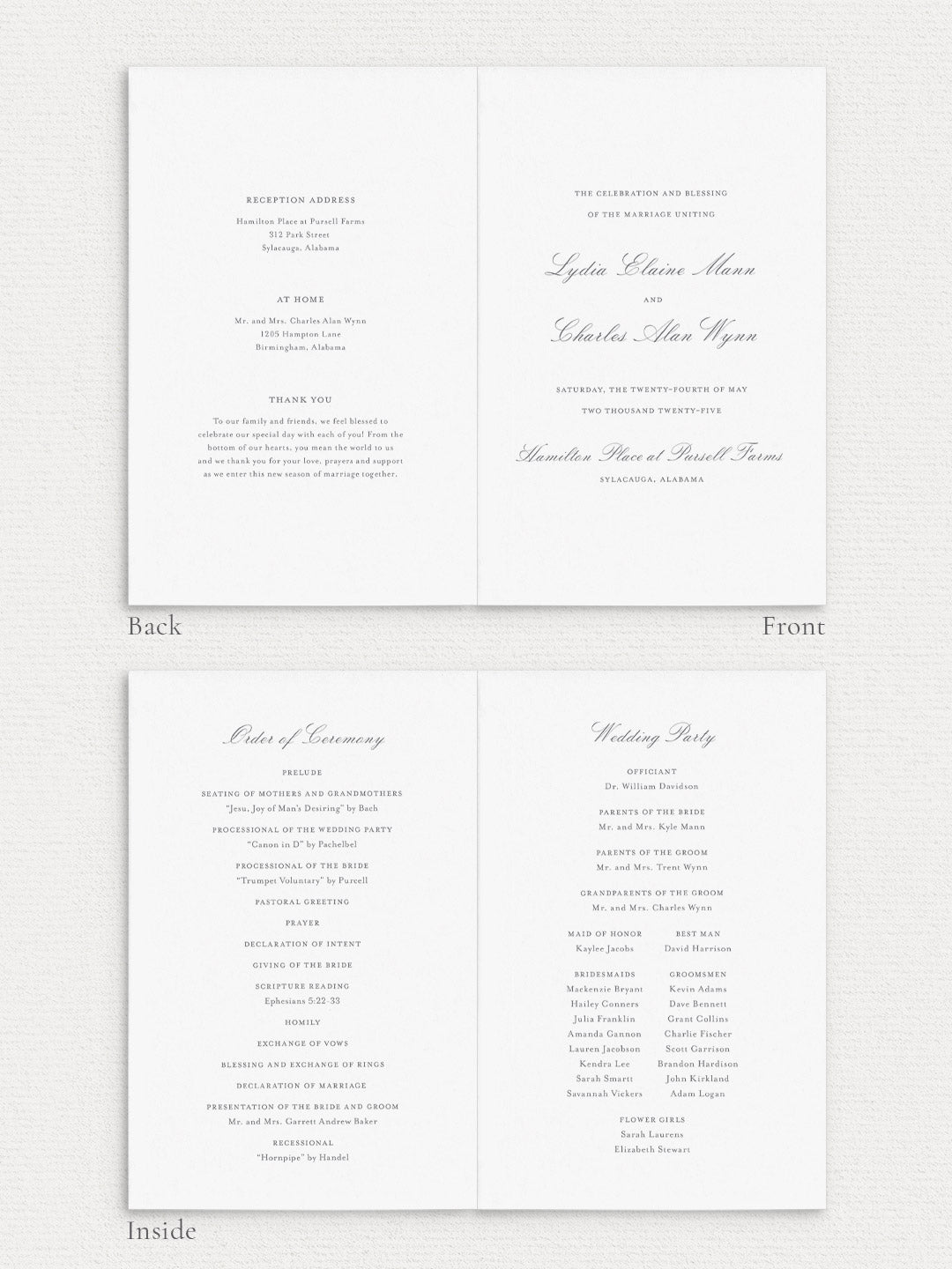 Lydia Folded Ceremony Program