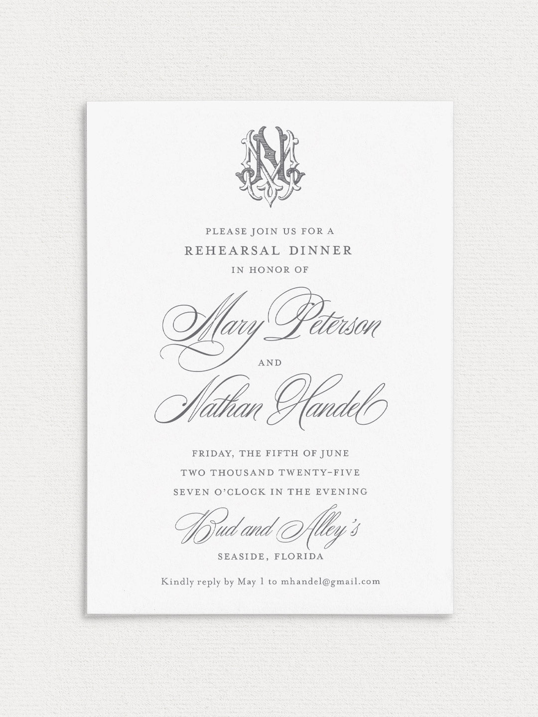Mary Rehearsal Dinner Invitation