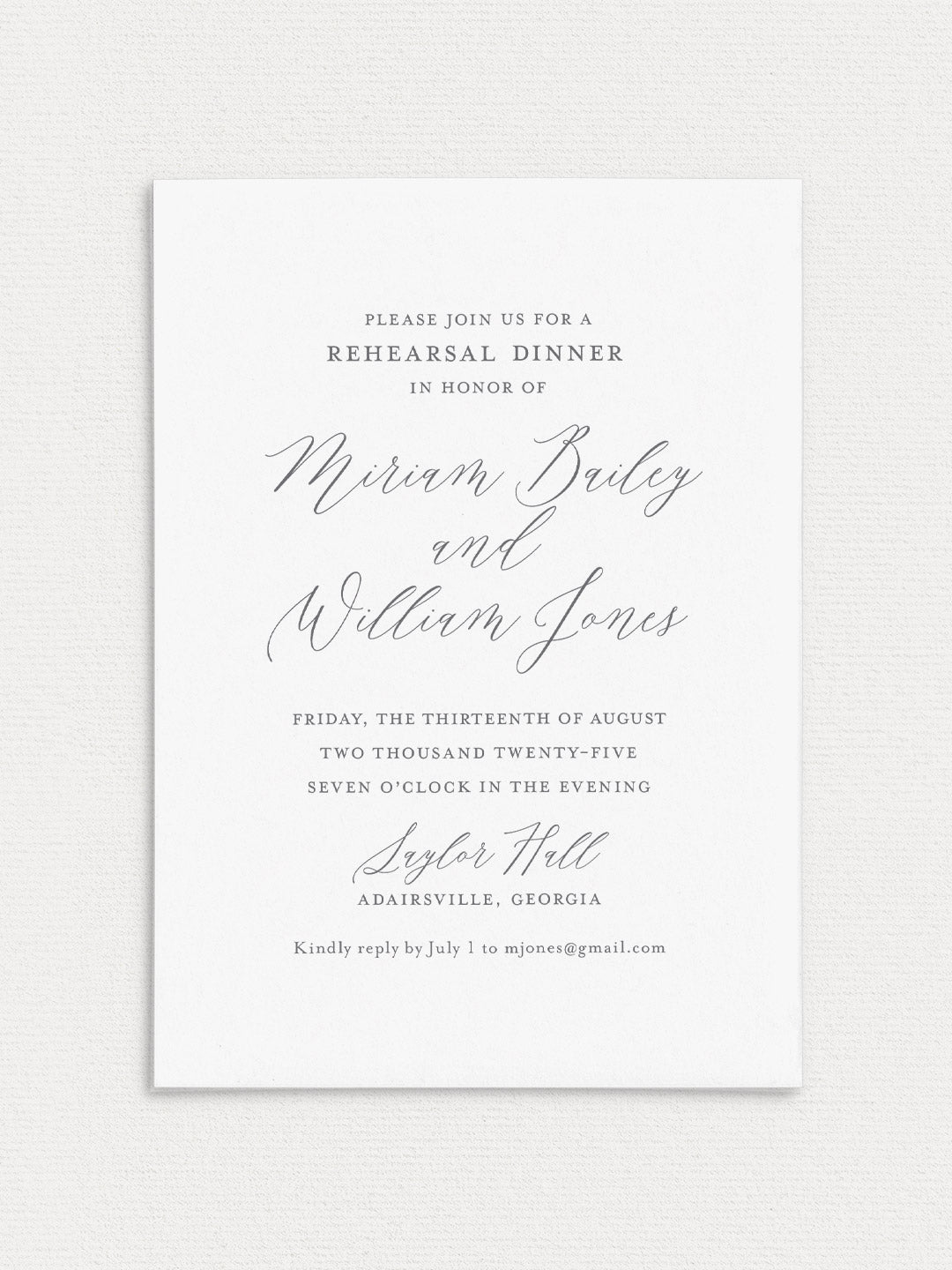 Miriam Rehearsal Dinner Invitation
