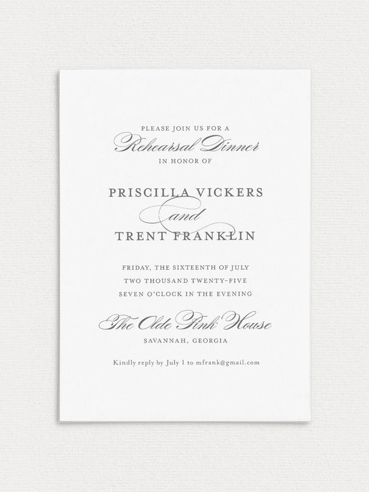 Priscilla Rehearsal Dinner Invitation