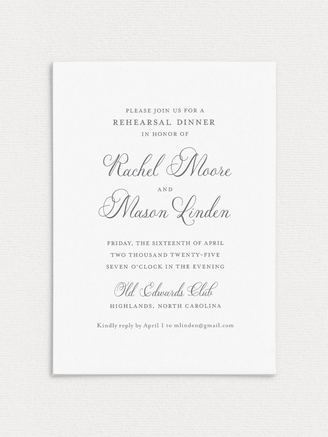 Rachel Rehearsal Dinner Invitation
