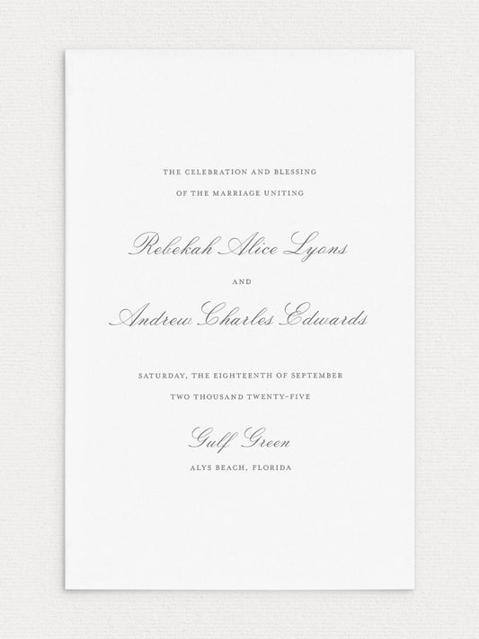 Rebekah Folded Ceremony Program