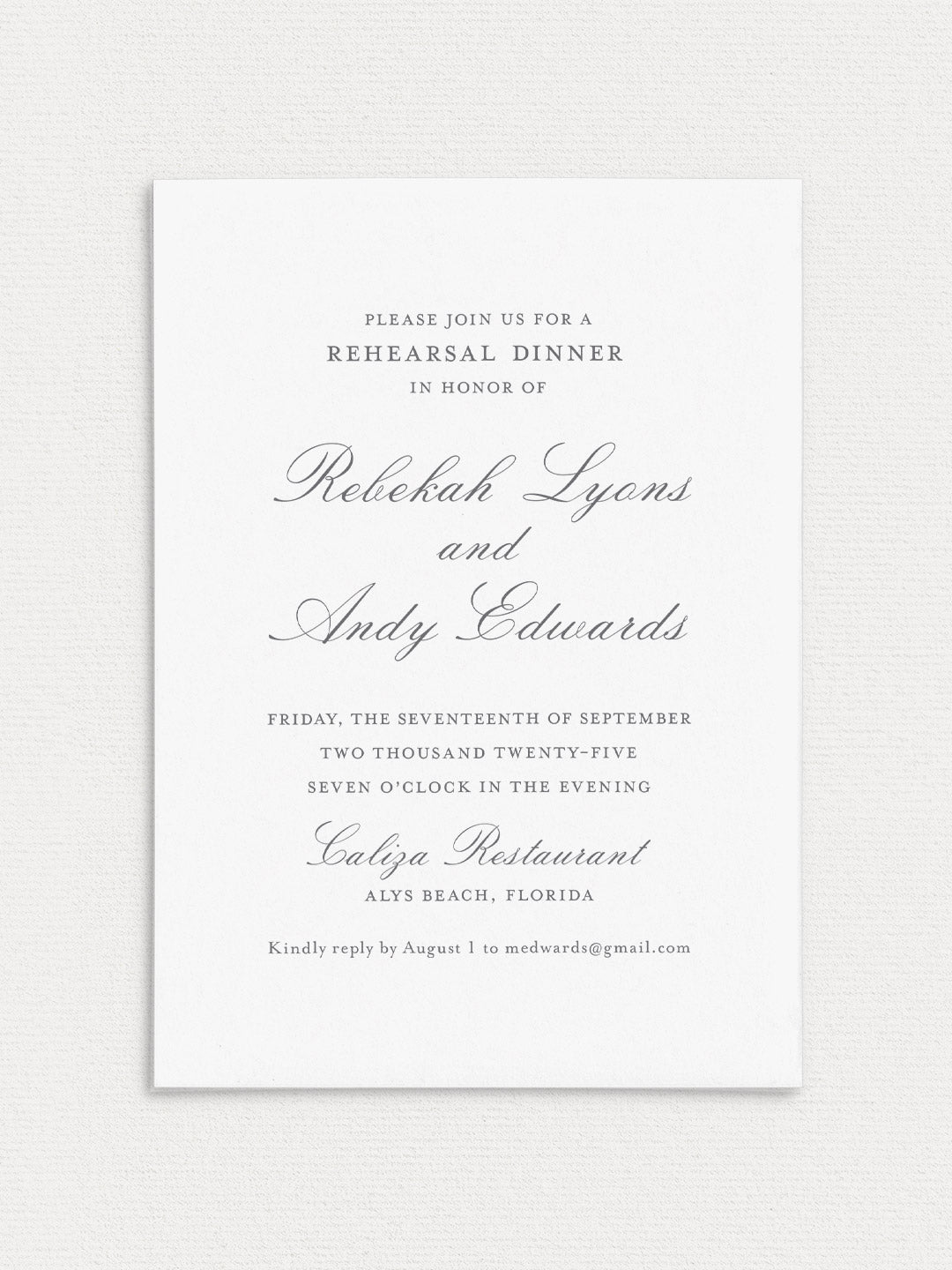 Rebekah Rehearsal Dinner Invitation