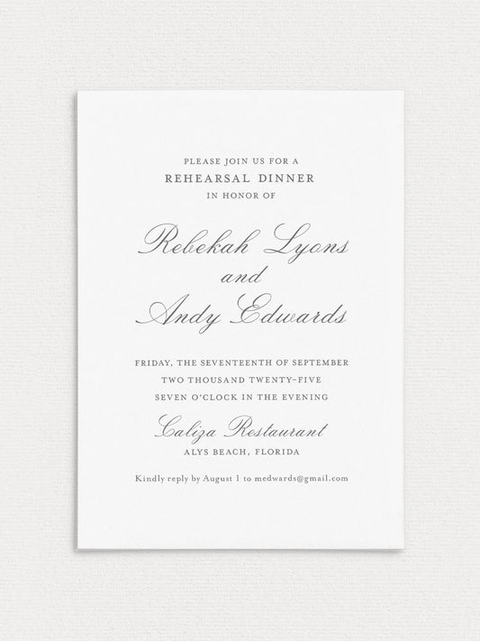 Rebekah Rehearsal Dinner Invitation