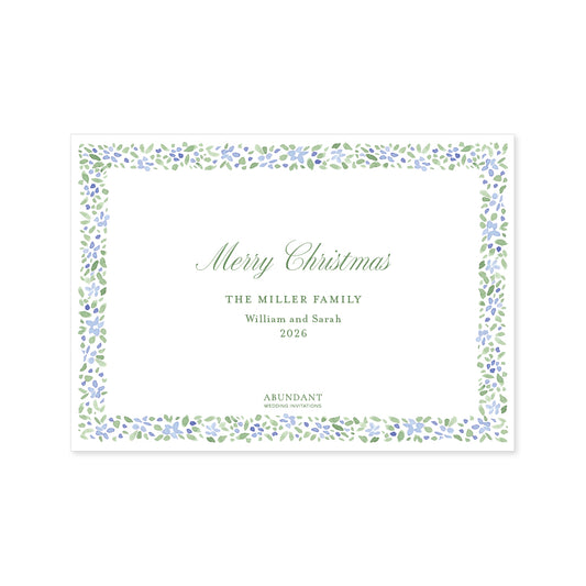 Watercolor Floral Blue Frame Landscape