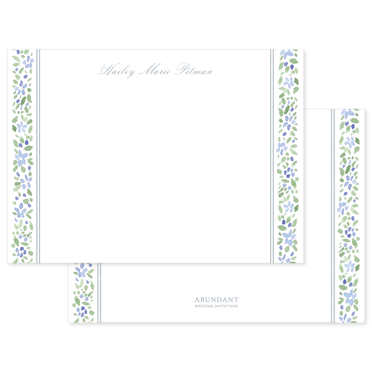 Watercolor Floral Stripe Flat Notecard