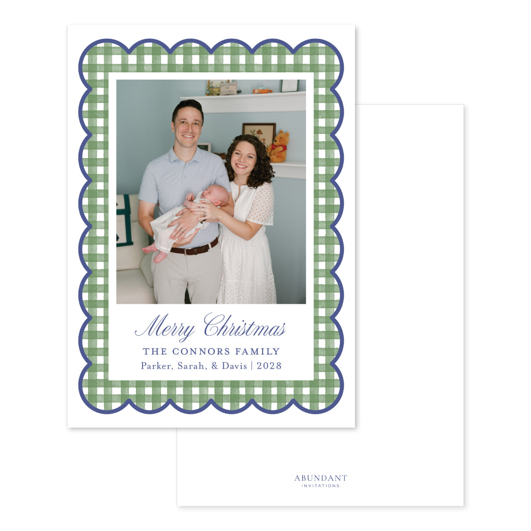 Gingham Scallop Green and Blue