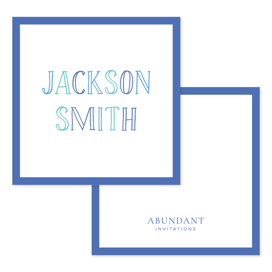 Chalkboard Letters Blue Calling Card