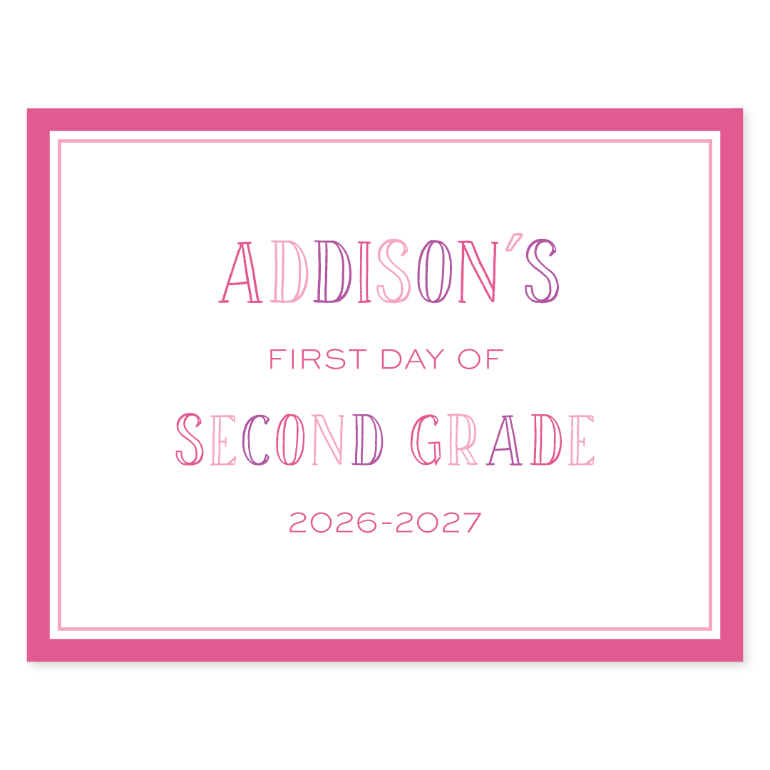 Chalkboard Pink First and Last Day School Sign