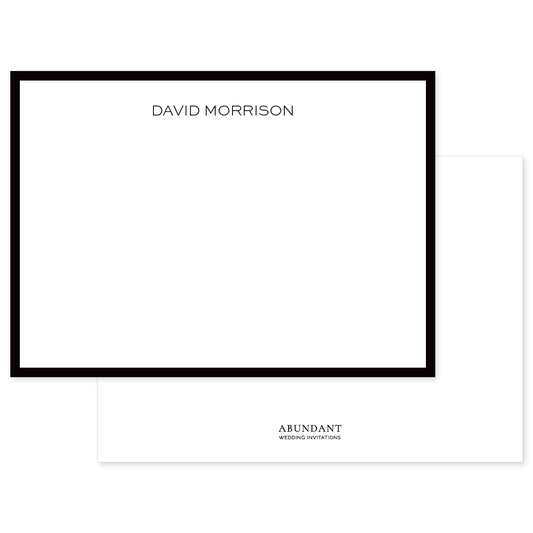 Elegant personalized flat notecard featuring a bold black border and minimalist typography, perfect for timeless stationery needs.