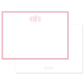 Elegant flat notecard with a soft blush border and delicate monogram initials, perfect for timeless personalized stationery.