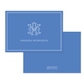 Folded notecard in classic cobalt blue featuring a white monogram and personalized name with clean, timeless design and subtle border accents.