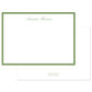 Personalized flat notecard with a classic green border and elegant script name, ideal for timeless stationery and special occasions.