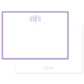 Elegant personalized flat notecard with a soft lavender border and monogram, featuring classic timeless stationery design.