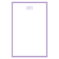 Notepad featuring a classic lavender border with elegant personalized monogram lettering at the top, offering timeless stationery for special occasions.
