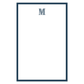 Notepad with a classic navy border and a navy striped monogram letter M at the top, featuring a clean and timeless design perfect for personalized stationery.