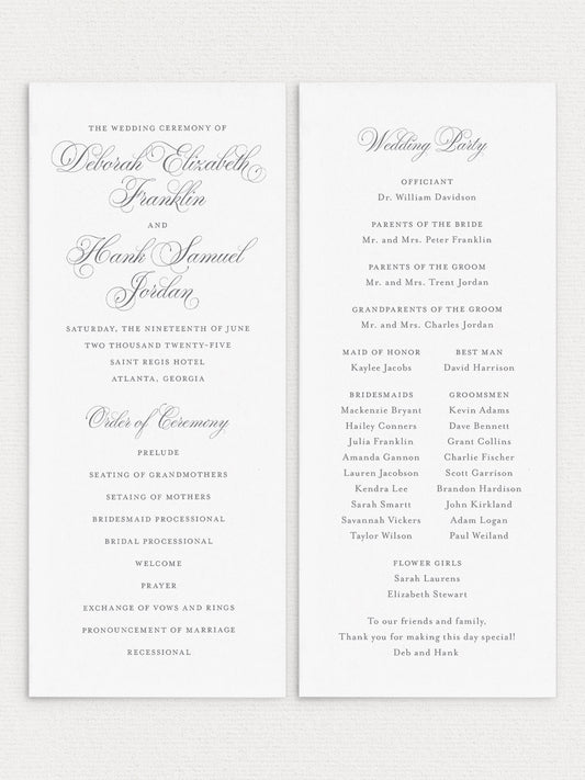 Deborah Flat Ceremony Program