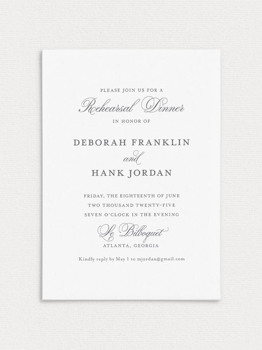 Deborah Rehearsal Dinner Invitation