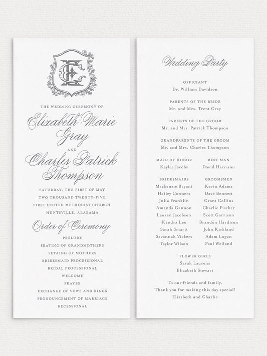 Elizabeth Flat Ceremony Program