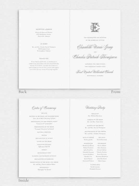 Elizabeth Folded Ceremony Program