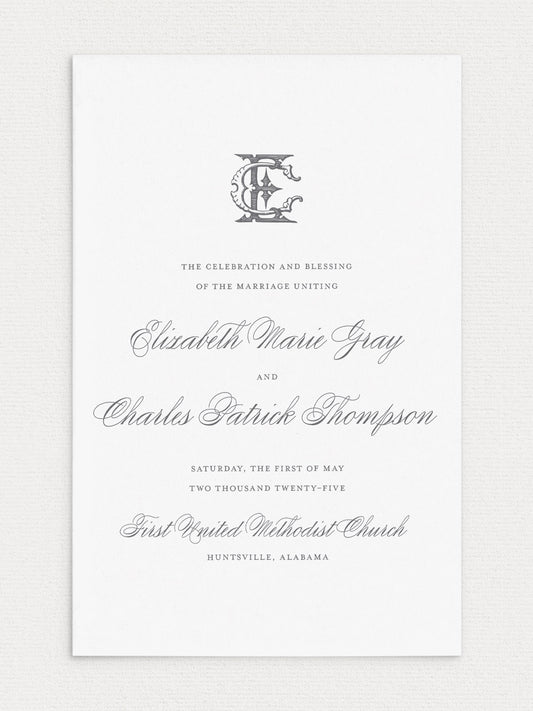 Elizabeth Folded Ceremony Program