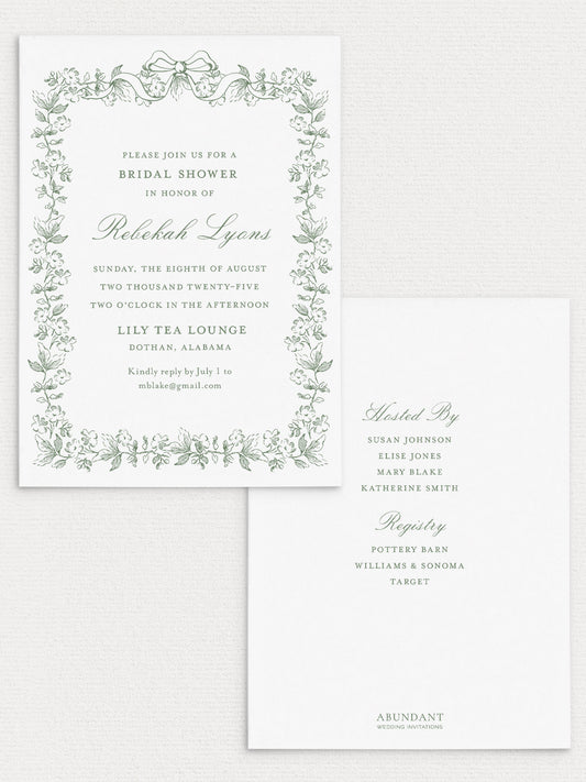 Floral Border Shower Invitation