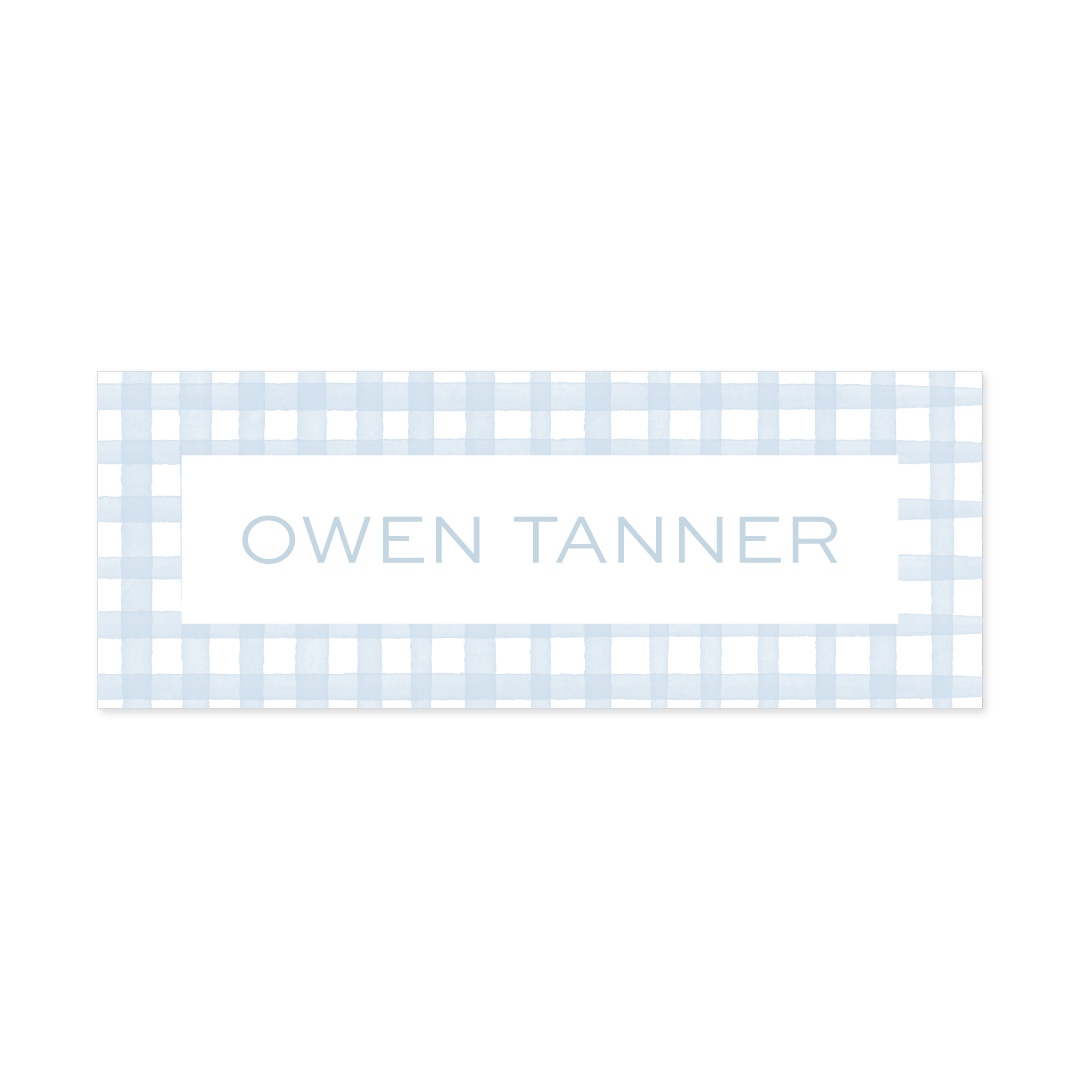 Gingham Blue School Supplies Stickers