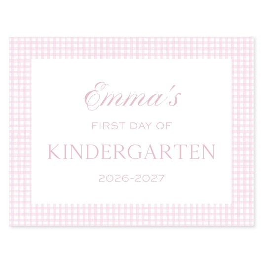 Gingham Pink First and Last Day School Sign