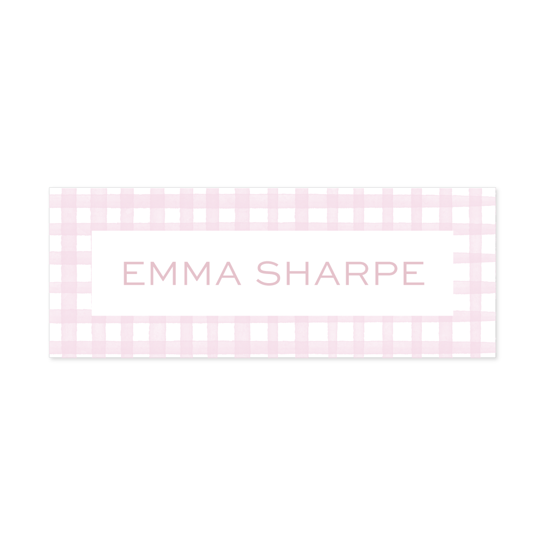 Gingham Pink School Supplies Stickers