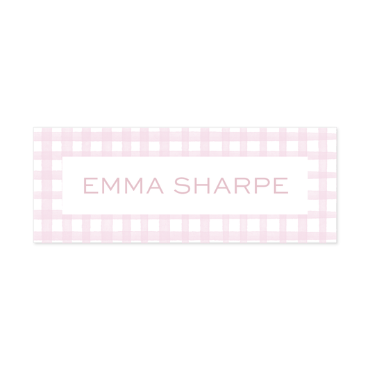 Gingham Pink School Supplies Stickers